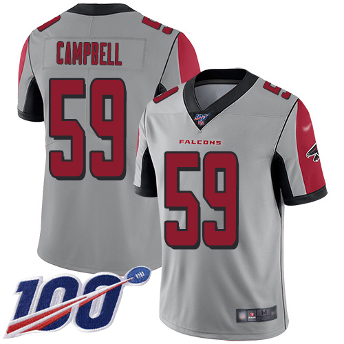 Atlanta Falcons Limited Silver Men De Vondre Campbell Jersey NFL Football #59 100th Season Inverted Legend->youth nfl jersey->Youth Jersey